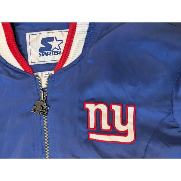 Starter New York NY Giants Jacket Mens Large Blue Embroidered Bomber G3 Apparel - Picture 3 of 12